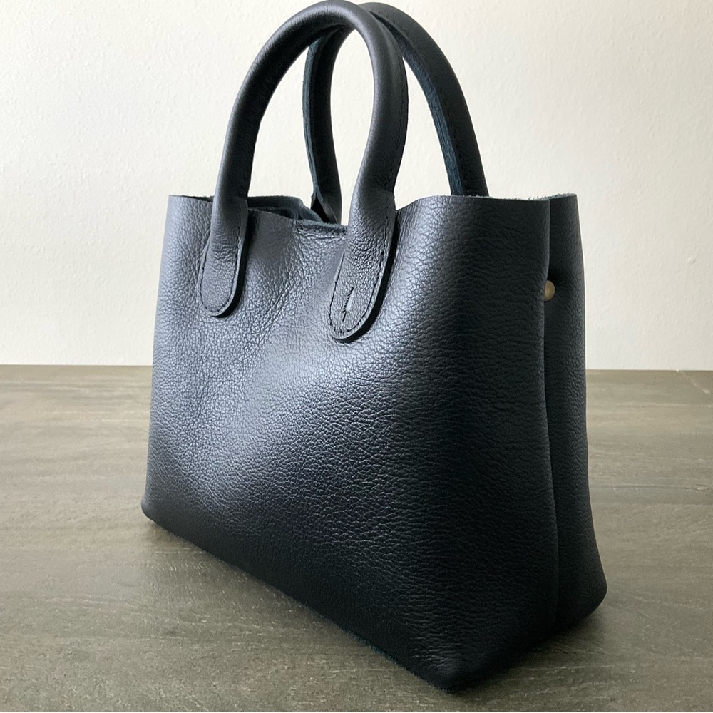 Bundle PLG LG Raindrop Crossbody Tote Bag Pebbled Black Leather w/ Canvas Insert - Picture 8 of 9